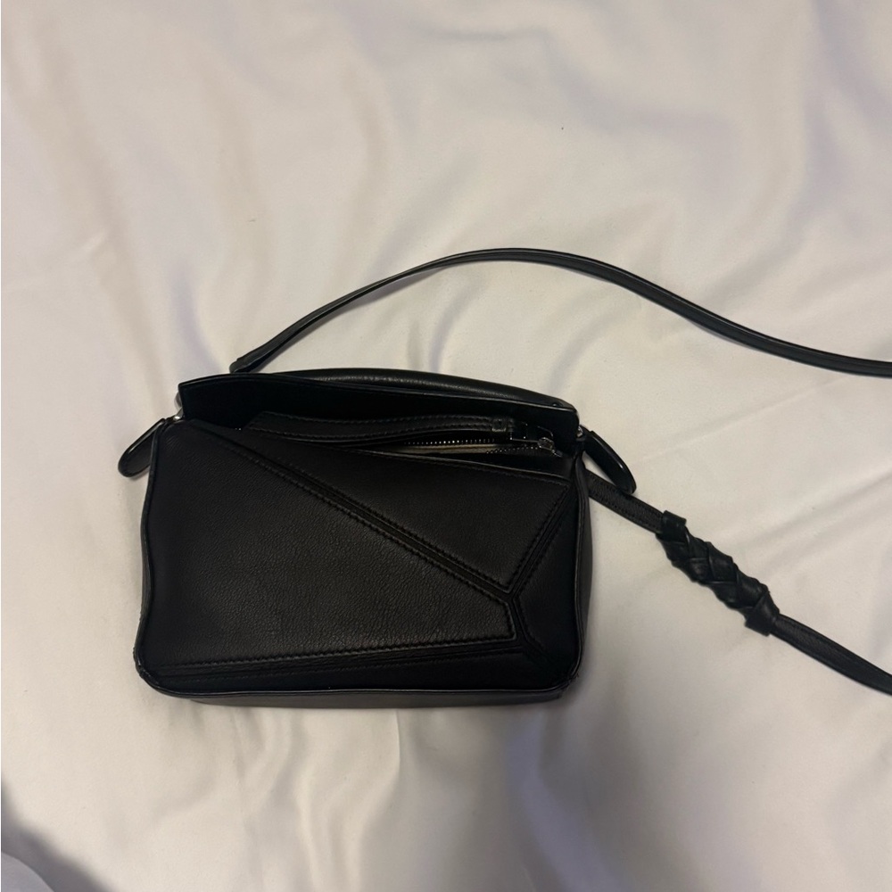 Loewe Mini Black Puzzle Bag Silver